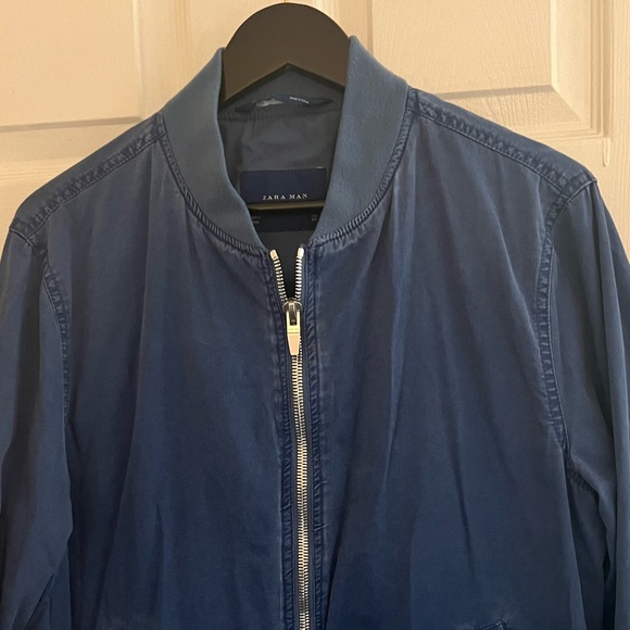 Zara Man, Blue Vintage Inspired Bomber Jacket - Picture 1 of 3